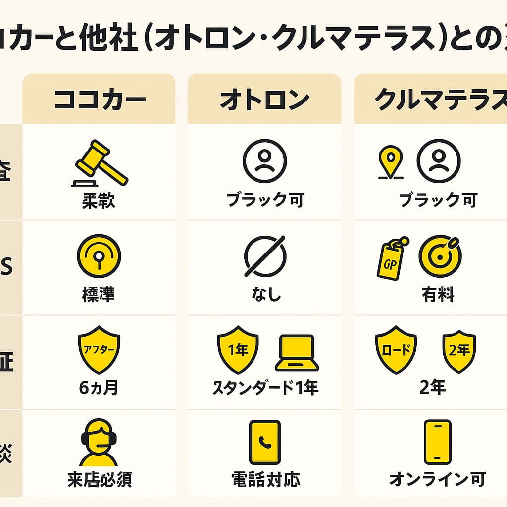 ココカーと他社（オトロン・クルマテラス）との違い