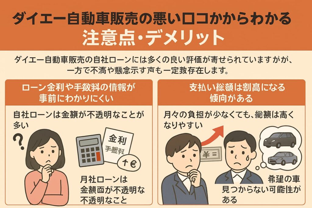 ダイエー自動車販売の悪い口コミからわかる注意点・デメリット