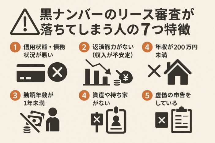 黒ナンバーのリース審査が落ちてしまう人の7つ特徴