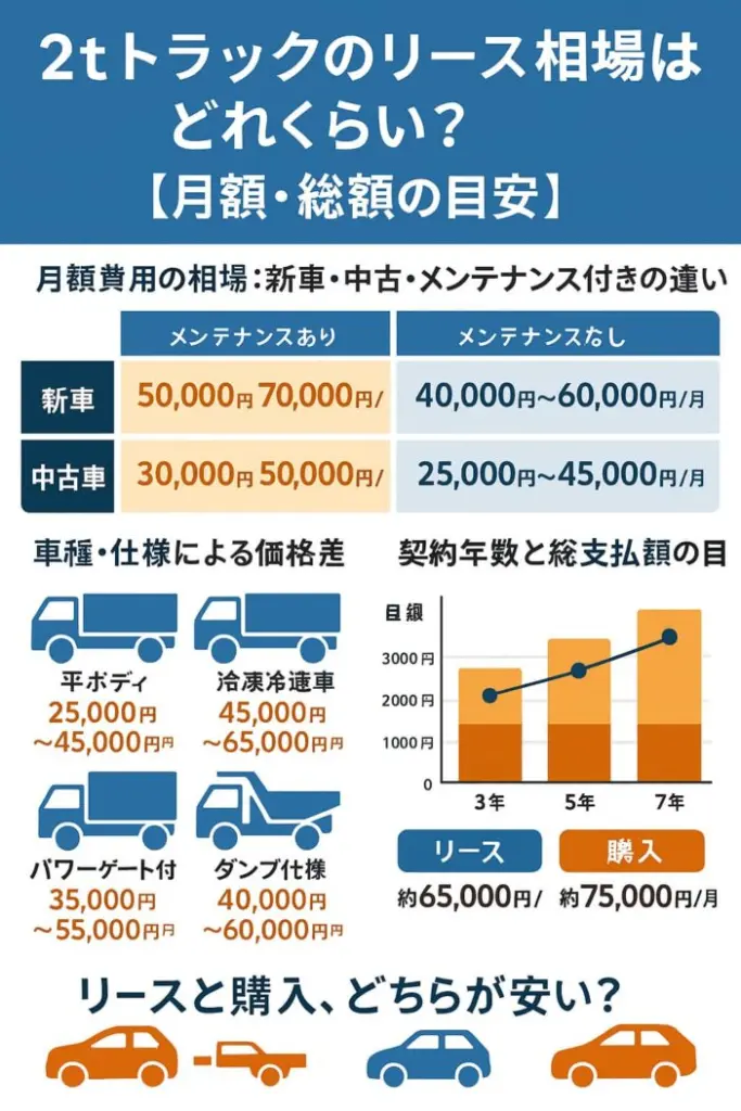 2tトラックのリースの相場は？格安で契約できる会社6選！