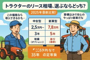 【2025年最新】トラクターのリース相場まとめ｜馬力・新車中古別に月額費用を徹底比較