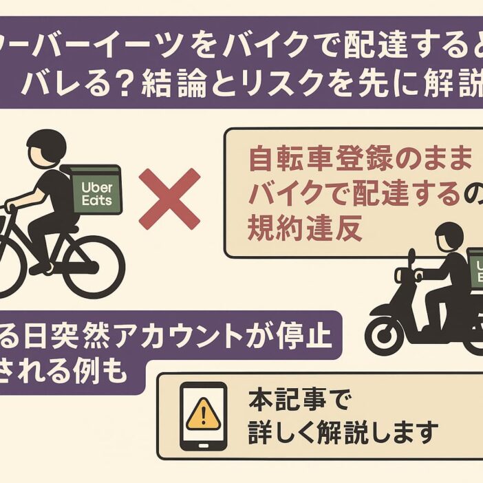 ウーバーイーツをバイクで配達するとバレる？結論とリスクを先に解説