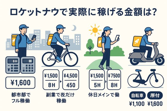 ロケットナウで実際に稼げる金額は？【時給・日給シミュレーション】