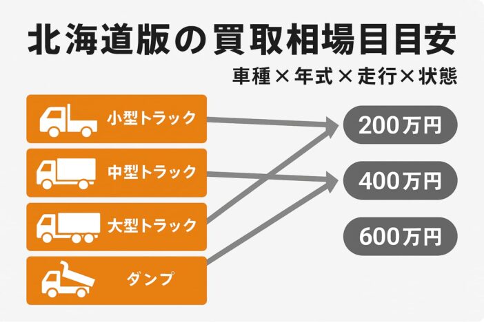 北海道版の買取相場目安（車種×年式×走行×状態）
