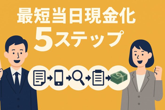 最短当日現金化の段取り【5ステップ工程図】