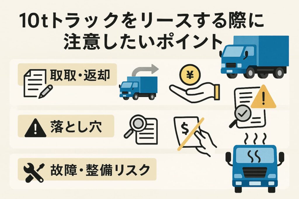 10tトラックのリース契約のタイプ別に見る特徴と注意点