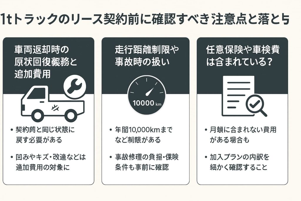 1tトラックのリース契約前に確認すべき注意点と落とし穴