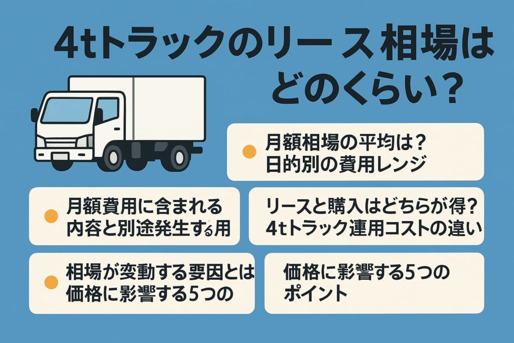 4tトラックのリース相場はどのくらい？