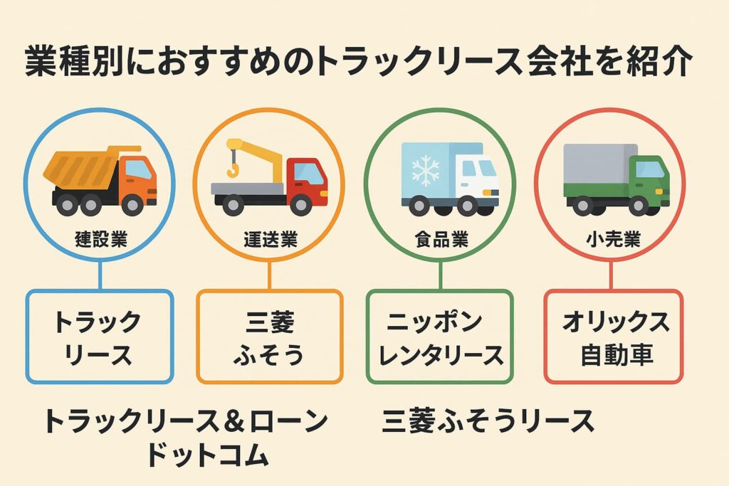 業種別におすすめのトラックリース会社を紹介