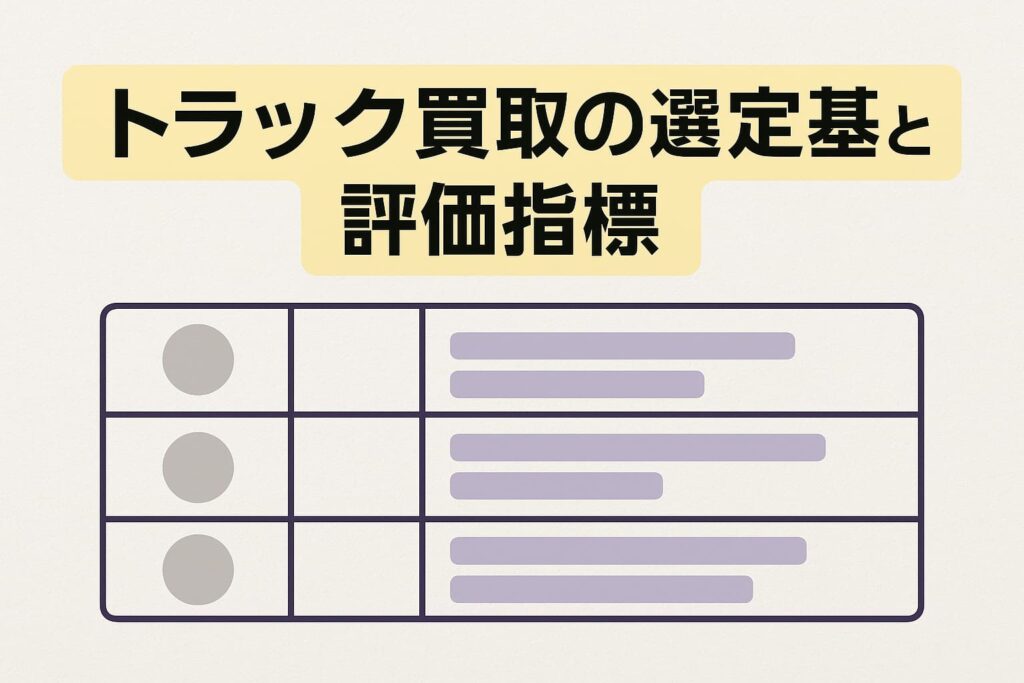 トラック買取の選定基準と評価指標（納得の根拠を先に提示）