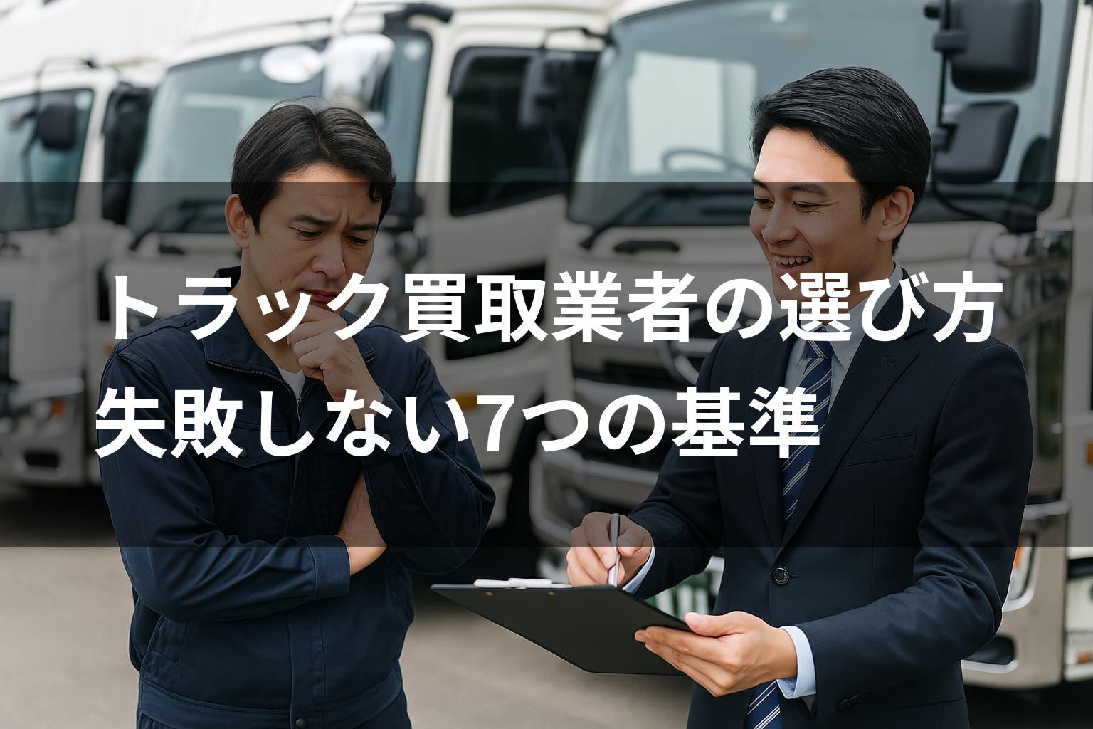 トラック買取業者の選び方｜失敗しない7つの基準