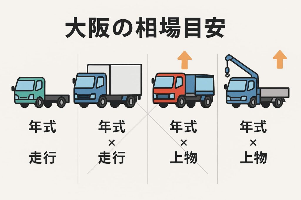 大阪の相場目安｜車種×年式×走行×上物で変わるレンジ